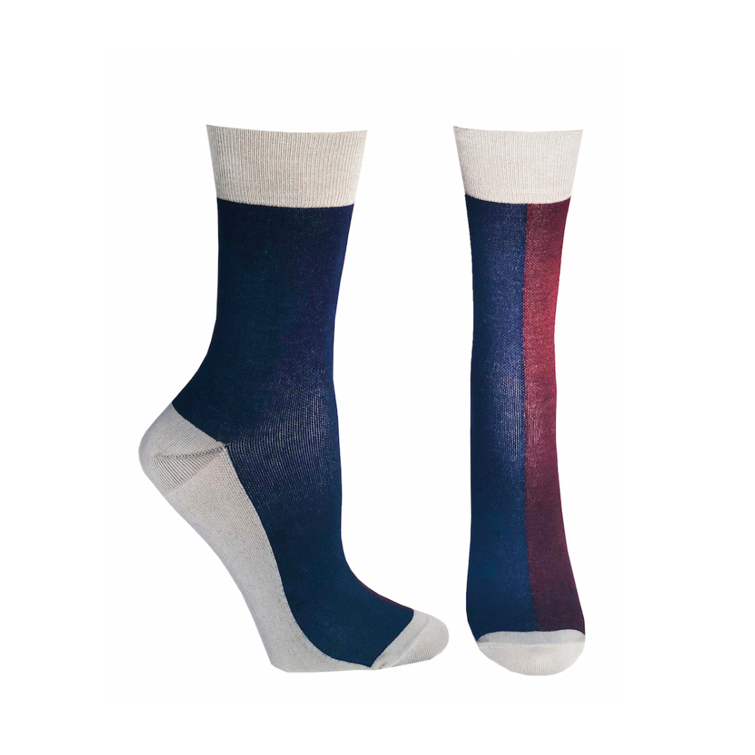 SupCare Korte Støttestrømper, Bambus - Blå/Bordeaux