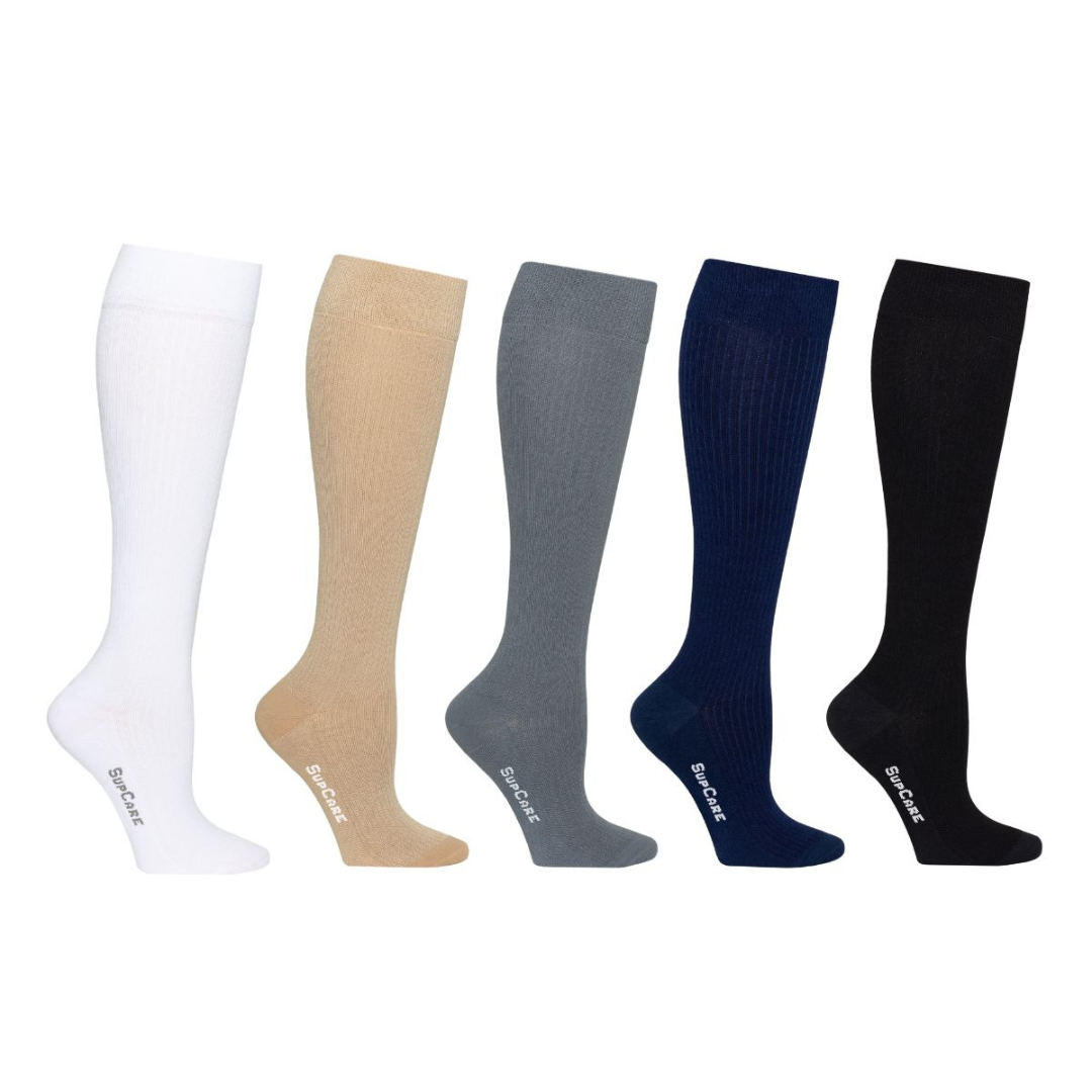 SupCare Støttestrømper 5 pak, Bambus, Rib Weave