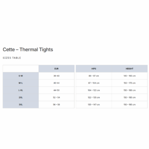 Cette Termo Leggings stoerrelses guide